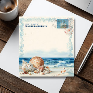 Vintage Sea Beach Travel Stamp Notepad
