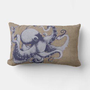Vintage Sea Creature Octopus Lumbar Cushion