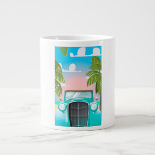 vintage sea foam green car large coffee mug