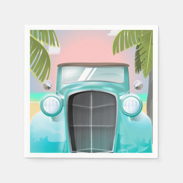 vintage sea foam green car napkin (Front)