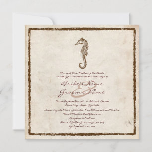 Vintage Sea Horse Beach Wedding Invitation