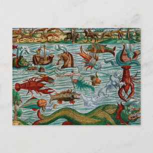 Vintage Sea Monsters Postcard