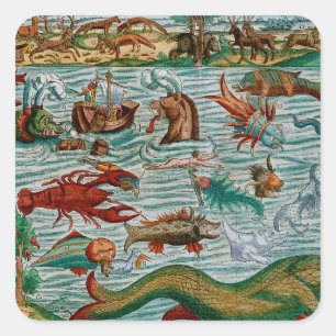 Vintage Sea Monsters Square Sticker