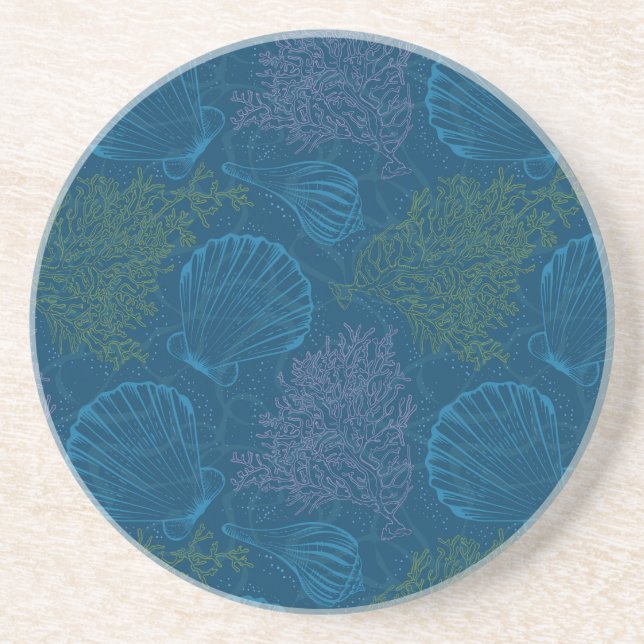 Vintage Sea Pattern Coaster (Front)