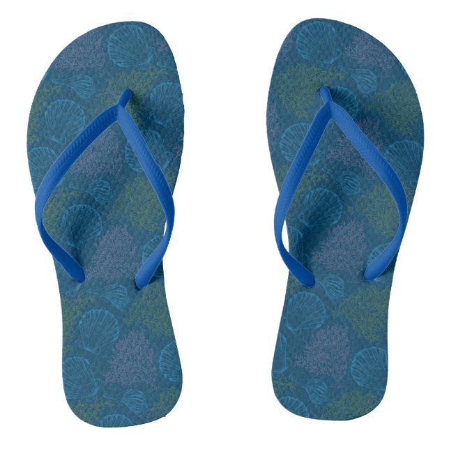 Vintage Sea Pattern Thongs (Footbed)