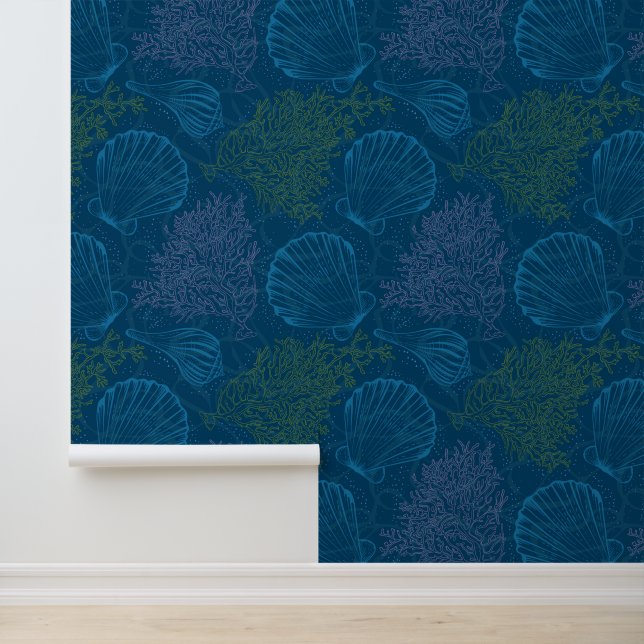 Vintage Sea Pattern Wallpaper (Application)