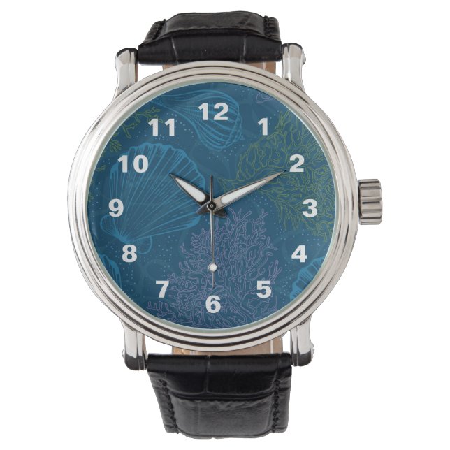 Vintage Sea Pattern Watch (Front)