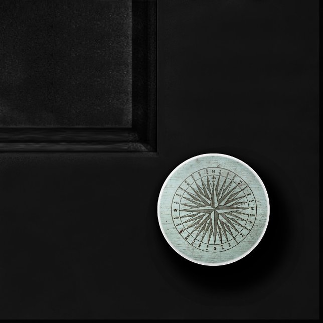 Vintage Sea Shanty | Steampunk Compass Ephemera Ceramic Knob (Creator Uploaded)