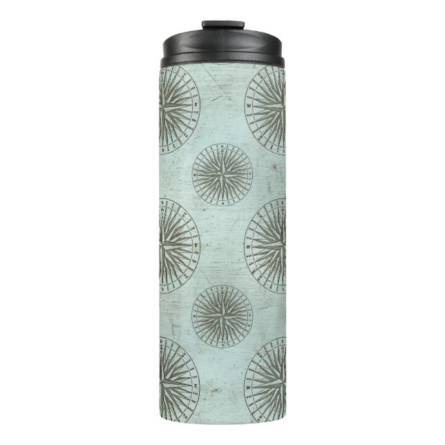 Vintage Sea Shanty | Steampunk Compass Ephemera Thermal Tumbler (Front)