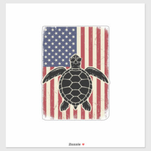 Vintage Sea Turtle American Flag Patriotic Shirt D