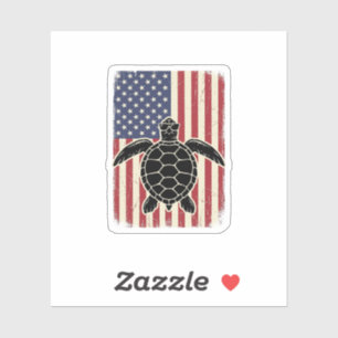 Vintage Sea Turtle American Flag Patriotic Shirt D