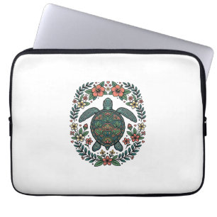 Vintage Sea Turtle Floral Vector Design_1 Laptop Sleeve