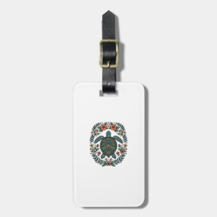 Vintage Sea Turtle Floral Vector Design_1 Luggage Tag