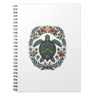 Vintage Sea Turtle Floral Vector Design_1 Notebook