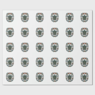 Vintage Sea Turtle Floral Vector Design_1 Wrapping Paper