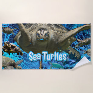 Vintage Sea Turtles Summer Beach Towel