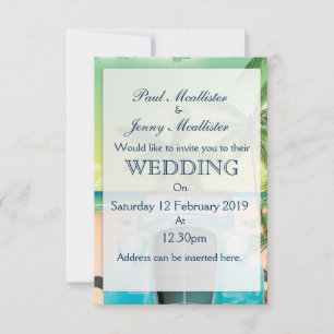 Vintage seafoam green car wedding Invite