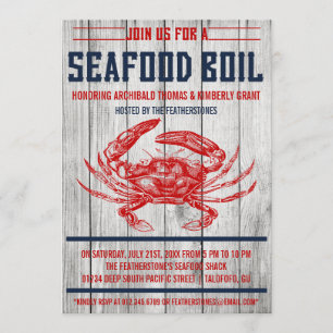 Vintage Seafood Boil Party Invitations