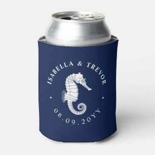 Vintage Seahorse   Nautical Wedding Can Cooler