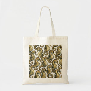Vintage Seahorse Pattern in Golden Tones Tote Bag