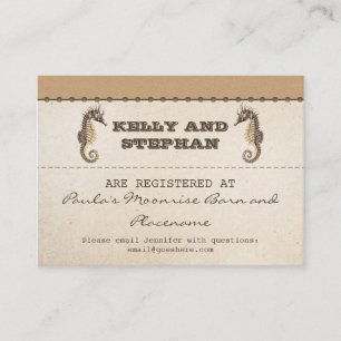 vintage seahorses wedding registry tickets enclosure card