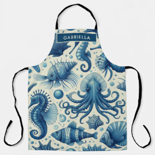 Vintage Sealife Animals Pattern Apron
