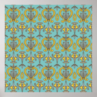 vintage Seamless Art Nouveau Pattern. Vintage wall Poster