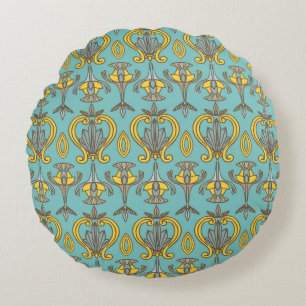 vintage Seamless Art Nouveau Pattern. Vintage wall Round Cushion