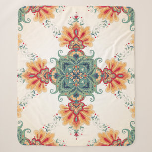 vintage seamless background. Beautiful floral orie Sherpa Blanket