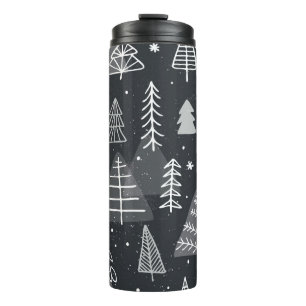 Vintage seamless background with christmas trees.  thermal tumbler
