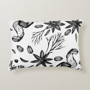 Vintage seamless background with hand drawn herbs decorative cushion