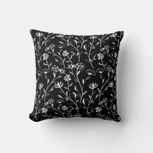 Vintage Seamless Contour Floral Pattern. Hand Draw Cushion