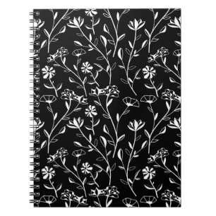 Vintage Seamless Contour Floral Pattern. Hand Draw Notebook