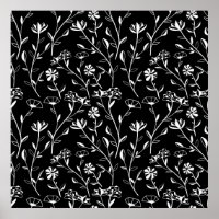 Vintage Seamless Contour Floral Pattern. Hand Draw