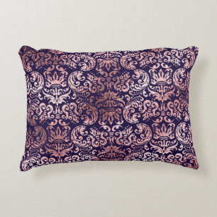 Vintage seamless damask rose gold foil classic pat decorative cushion