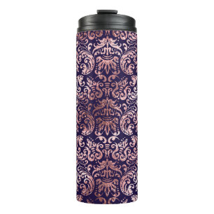Vintage seamless damask rose gold foil classic pat thermal tumbler