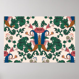 Vintage seamless floral pattern. Art nouveau flora Poster