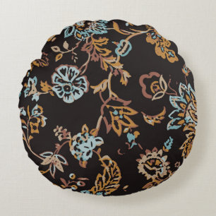 Vintage Seamless Floral Pattern. Hand Drawn Textur Round Cushion