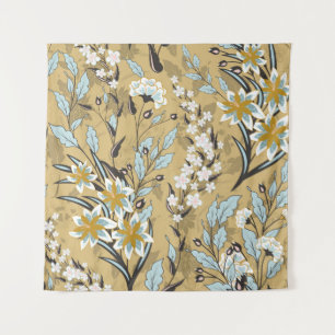 Vintage seamless floral pattern on a black backgro tapestry