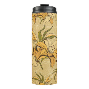 vintage seamless floral pattern with retro flowers thermal tumbler