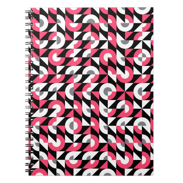 Vintage seamless glitch pattern with bold geometri notebook (Front)