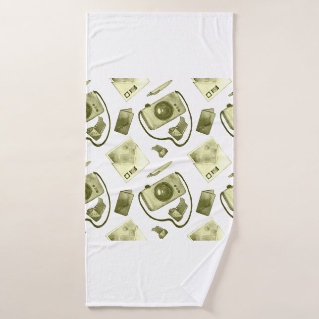 Vintage seamless hipster sepia pattern consisting  bath towel (Bath Towel)