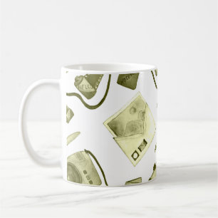 Vintage seamless hipster sepia pattern consisting coffee mug