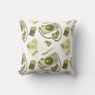 Vintage seamless hipster sepia pattern consisting  cushion