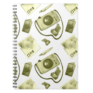 Vintage seamless hipster sepia pattern consisting  notebook