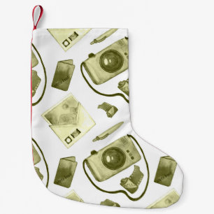 Vintage seamless hipster sepia pattern consisting  small christmas stocking