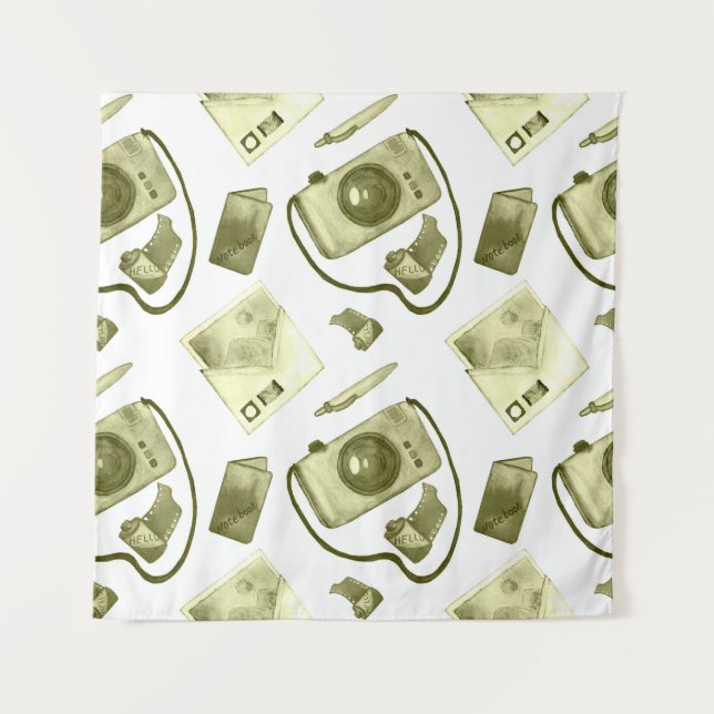 Vintage seamless hipster sepia pattern consisting  tapestry (Front)