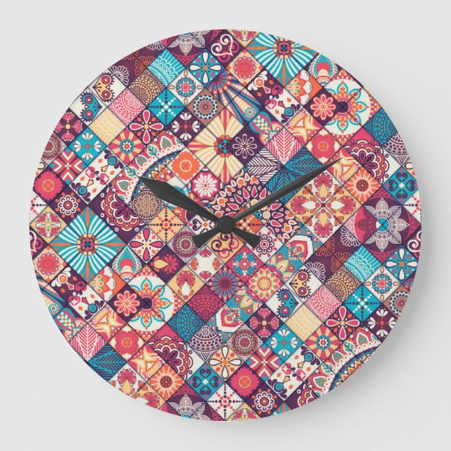 Vintage Seamless: Islamic Hand Drawn. Large Clock (Front)