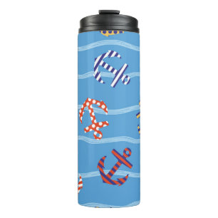 Vintage Seamless pattern anchor on a background of Thermal Tumbler