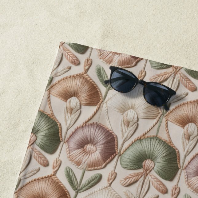 Vintage Seamless Pattern Beach Towel (In Situ)